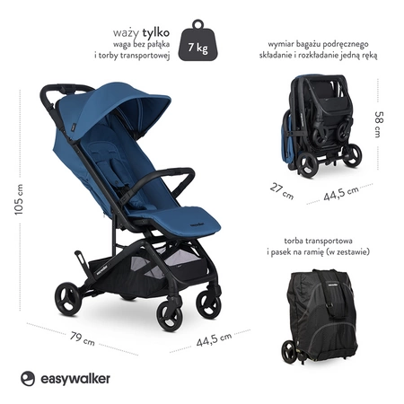 Easywalker Miley² Kompaktowy wózek spacerowy z torbą transportową Galaxy Blue
