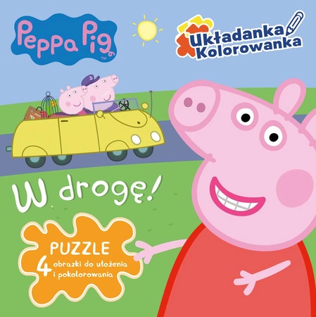 W drogę Peppa Pig układanka kolorowanka