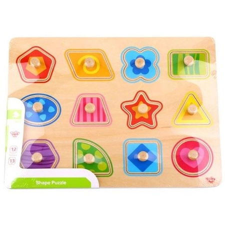 TOOKY TOY Puzzle Układanka Montessori Nauka Kształtów z Pinezkami Figury Kształty