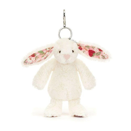 JellyCat - Breloczek Króliczek z Kwiecistymi Uszami Kremowy „Berry” 18 cm