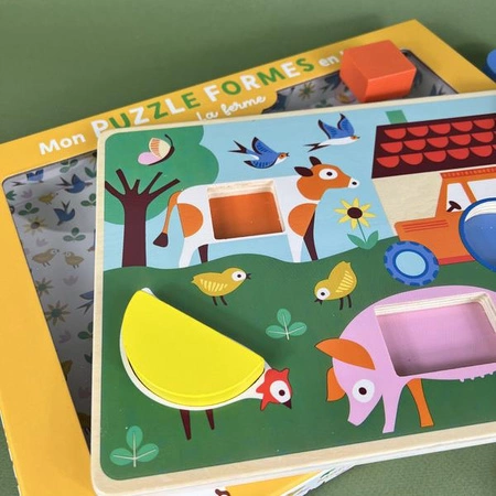 Auzou Drewniane puzzle kształty Na farmie 84027