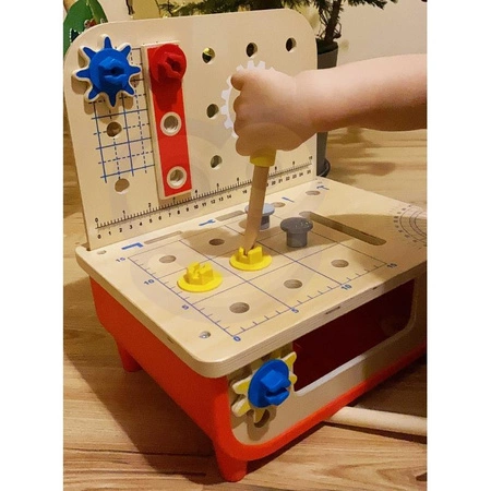 TOOKY TOY Drewniany Warsztat Stół Blat z Narzędziami 31 el.