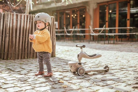 SCOOTANDRIDE Highwaykick 1 Lifestyle 2w1 Jeździk i hulajnoga z zamykanym schowkiem 1-5 lat Brown Lines