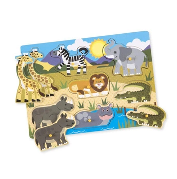 Drewniane puzzle – układanka – Zwierzęta safari