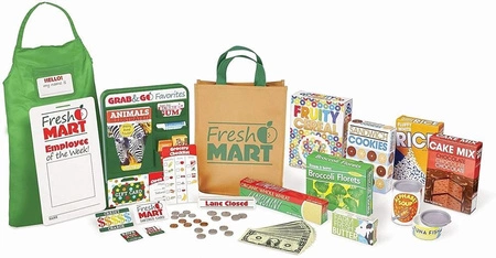 Fresh Mart - zestaw z artykułami spożywczymi w torbie 15183-Melissa & Doug, zabawa w sklep