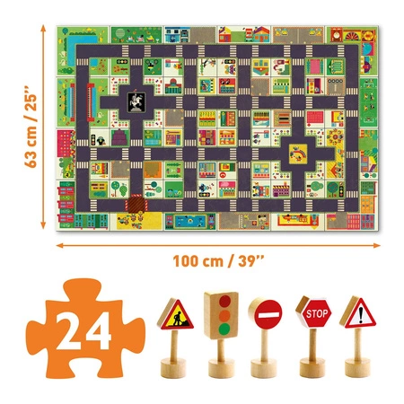 Puzzle ulice w mieście ze znakami drogow. DJ07161