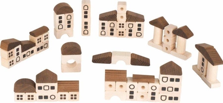Klocki drewniane 70 elementów Ceglane miasteczko 58565- Goki Nature, układanki dla dzieci