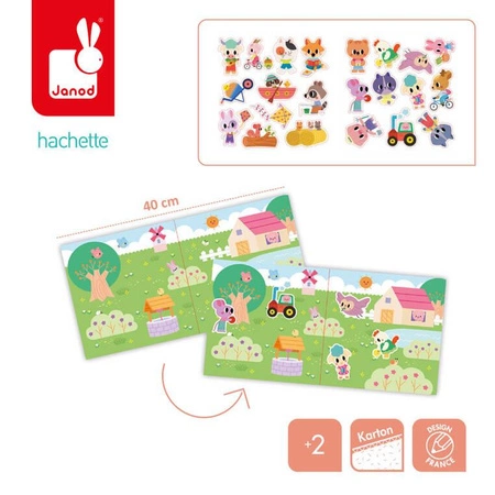 Zestaw kreatywny Grube naklejki wielokrotnego użytku My arts & crafts 2+, Janod