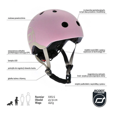 SCOOTANDRIDE Kask XXS-S dla dzieci 1-5 lat Rose