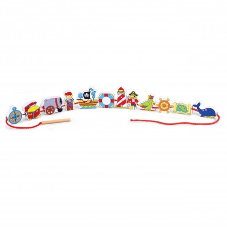 VIGA Drewniane Klocki Przeplatanka Nawlekanie Piraci