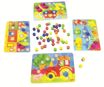 Kolorowa gra drewniana, 4 światy, 56705-goki, gry dla dzieci