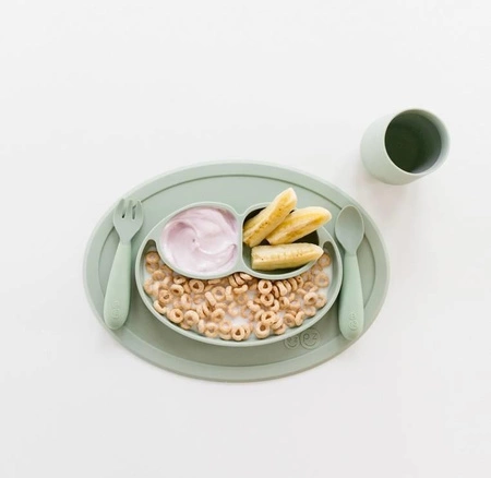 EZPZ Komplet silikonowych sztućców Mini Utensils pastelowa zieleń