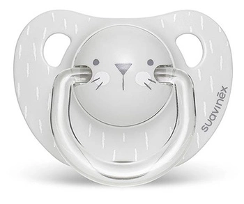 Smoczek anatomiczny 6-18 kotek szary Suavinex