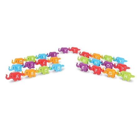 Figurki do nauki liter i poznawania kolorów, Słonie ABC, Zestaw 26 szt. - Snap & Learn
