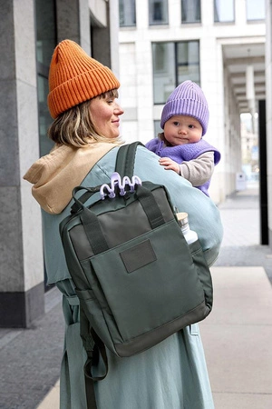 Lassig Green Label Plecak dla mam kwadratowy z akcesoriami Vividal Backpack dark olive