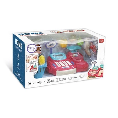 WOOPIE Kasa Sklepowa Koszyk na Zakupy Światło Dźwięk + 24 Akcesoria