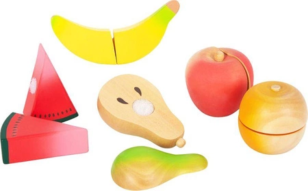 Zestaw drewnianych owoców do krojenia z deską i nożykiem w skrzynce Small Foot 12330