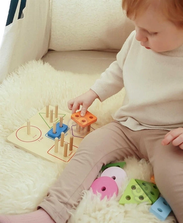 TOOKY TOY Drewniany Sorter Geometryczny Nauka Kształtów Liczenia