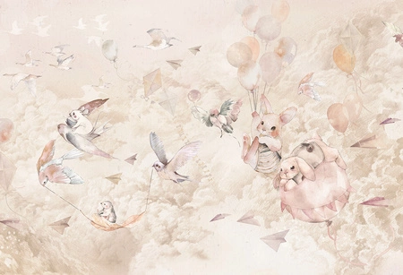 DREAM Baby Rose - Tapeta W Chmury I Zwierzątka Malumi