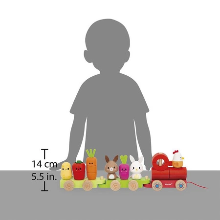 Janod Pociąg z klockami i figurkami do ciągnięcia Farma 12m+