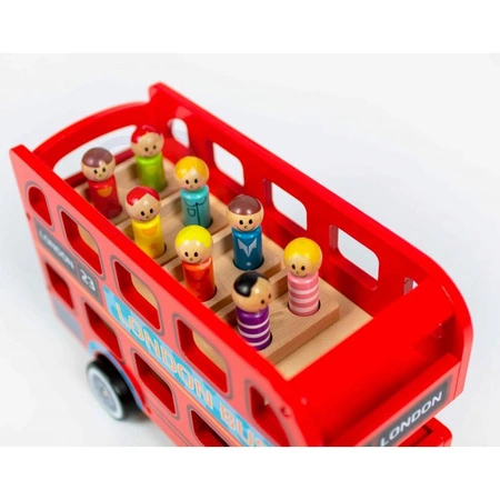 TOOKY TOY Drewniana Zabawka Autobus London Bus z Pasażerami
