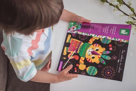 Zestaw kreatywny Do zdrapywania Graficzne zwierzątka 4+, Janod