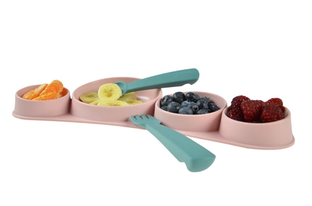 Silikonowy talerz Tiny Tapas Koo-di - Powder Pink