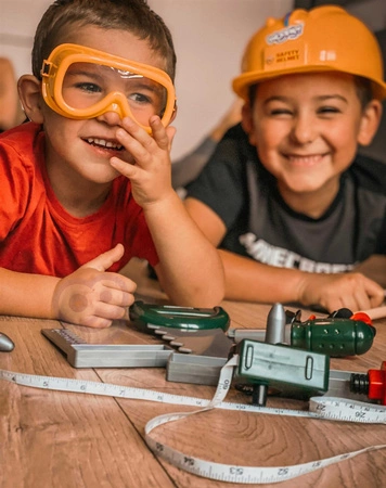 WOOPIE Zestaw Narzędzi Majsterkowicza dla Dzieci Kask Piła Śrubki 21 el.
