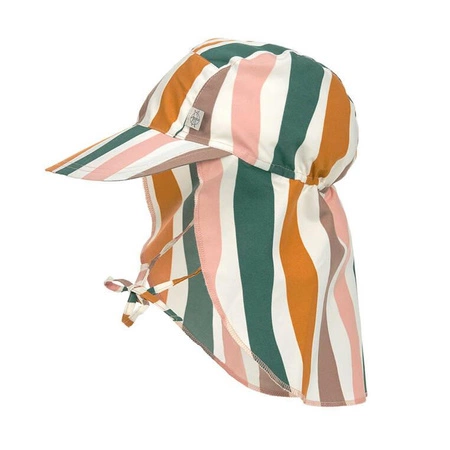Lassig Czapka przeciwsłoneczna z daszkiem i osłoną karku UV80 Splash & Fun Fale pink/nature, rozm. 46/49