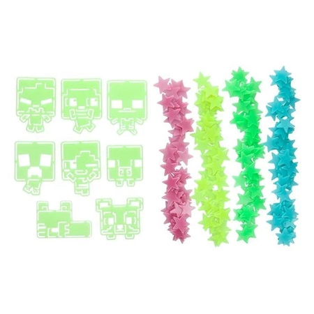 Minecraft zestaw świecących w nocy naklejek dekoracyjnych (208 szt)