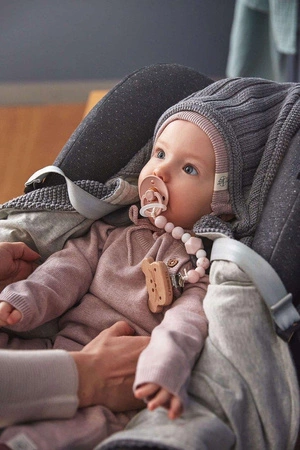 Lassig Dziergany kocyk z kapturkiem do fotelika niemowlęcego 78 x 78 cm Cozy Home antracytowy