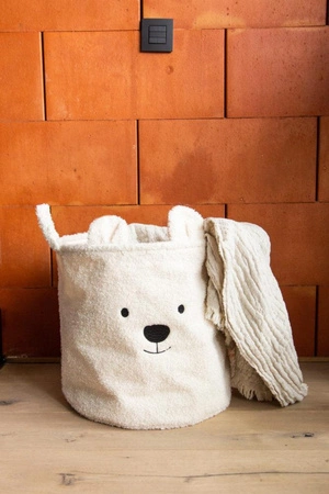 Childhome Pluszowy pojemnik na zabawki 40 x 40 x 40 cm Teddy bear Off white