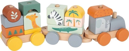 Drewniany pociąg nakładanka Safari 11698- Small Foot, pojazdy dla dzieci