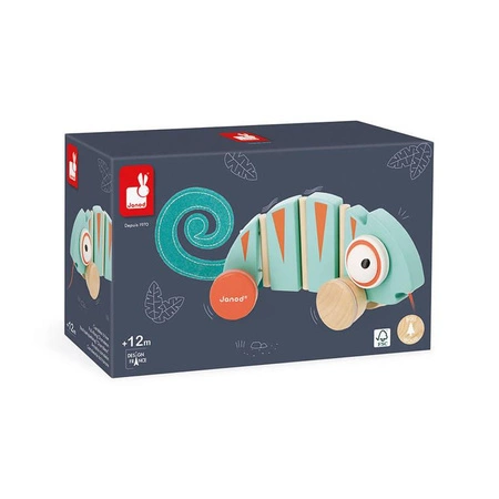 Drewniany kameleon do ciągnięcia Tropik 12m+, Janod