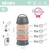 BEABA Pojemniki na mleko w proszku 4 komory mineral grey/pink (opakowanie zbiorcze 6 szt.)