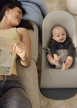 BABYBJORN - leżaczek BALANCE SOFT WOVEN/JERSEY Tri Fabric, Piaskowoszary