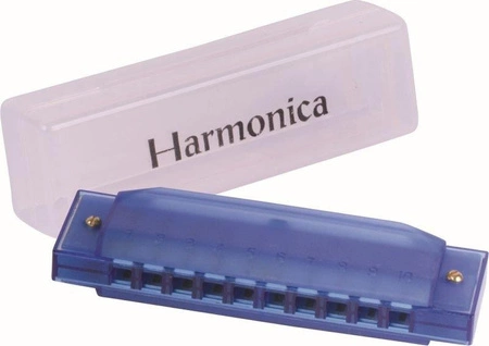 Niebieska harmonijka ustna, plastikowa, 10 tonów