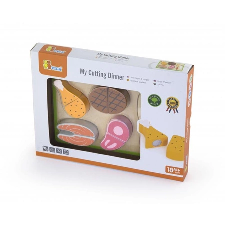 Drewniany Zestaw Obiadowy Deska Do Krojenia Nóż Viga Toys