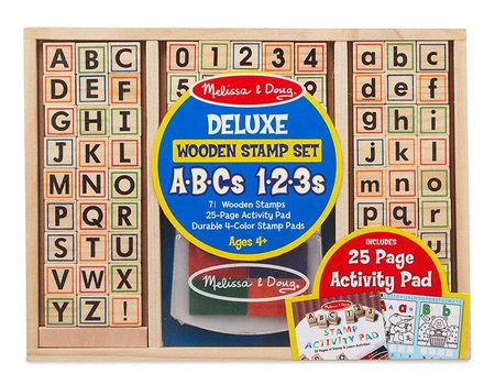 Zestaw drewnianych stempli Deluxe Litery i cyfry Melissa and Doug 40118