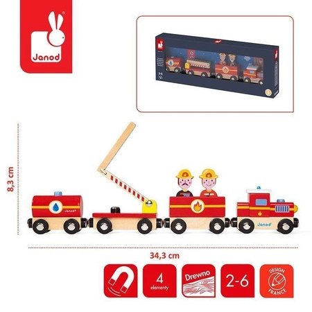 Pociąg drewniany Straż pożarna Story, Janod