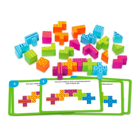 Klocki, Kostki 3D, Łamigłówki, Zestaw edukacyjny 34 szt.