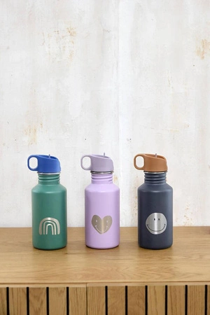 Lassig Bidon ze stali nierdzewnej z ustnikiem i uchwytem 500 ml Little Gang Rainbow green