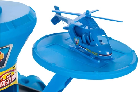 Garaż samochodowy komenda policji 3 poziomy z windą autka + helikopter 74 elementy