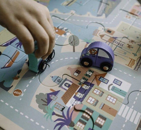 Auzou Puzzle duże miasto z drewnianymi autkami 3+ 500883