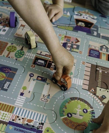 Auzou Puzzle duże miasto z drewnianymi autkami 3+ 500883