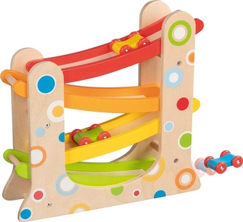 Tor samochodowy z drewna Kropki 53810-Goki, zjeżdżalnia dla dzieci