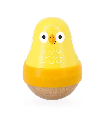 Drewniana wańka wstańka z dzwoneczkiem Ptaszek Tropik 10m+, Janod