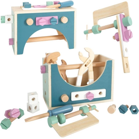 Drewniany zestaw narzędzi w skrzynce z uchwytem Nordic 12213-Small Foot, majsterkowanie i narzędzia do majsterkowania