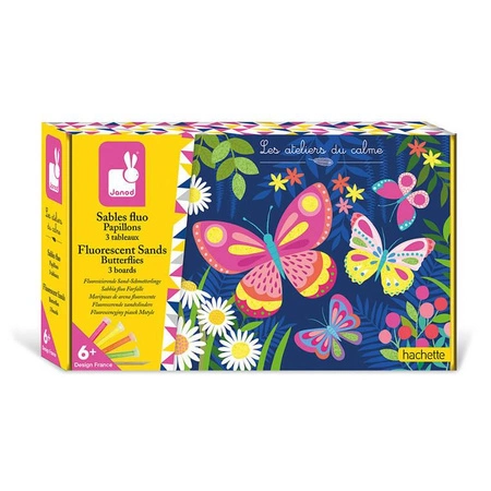Zestaw kreatywny Fluorescencyjny piasek Motyle 6+, Janod