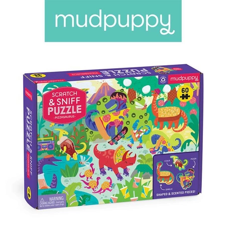 Mudpuppy Puzzle sensoryczne z elementami zapachowymi Pizzasaurus 60 elementów 4+